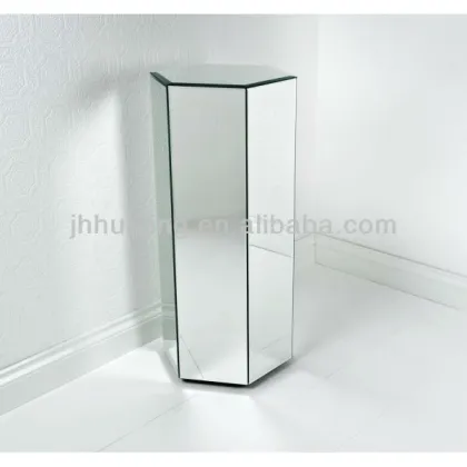 Hexagon Bevelled Plain Pedestal Stand/Indoor Flower Stand/Art Home Decor/Mirrored Furniture