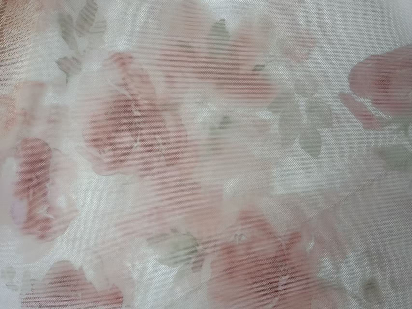 Watercolor Floral Digital Print Polyester Tulle