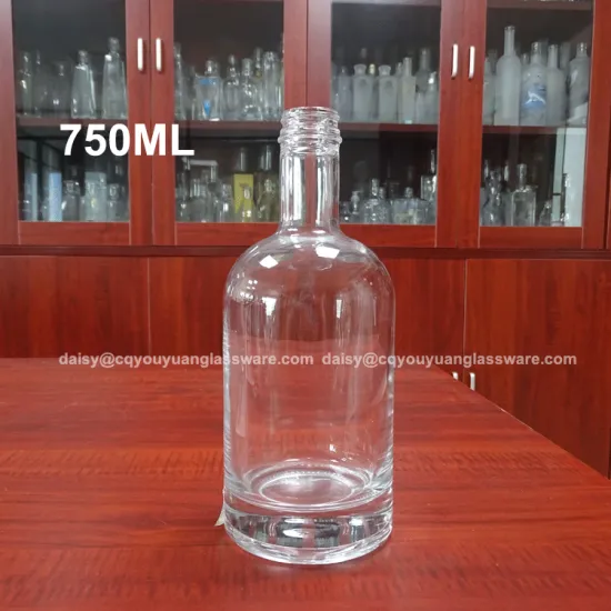simple style round whiskey 750ml liquor glass bottles with screw cap