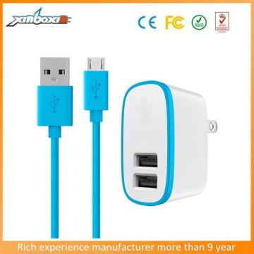 OEM Color 1.2M Micro USB Cable USB Travel Charger with US 2 Pin