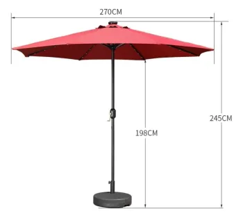 Commercial Patio Umbrella with Lights for Outdoor Tables