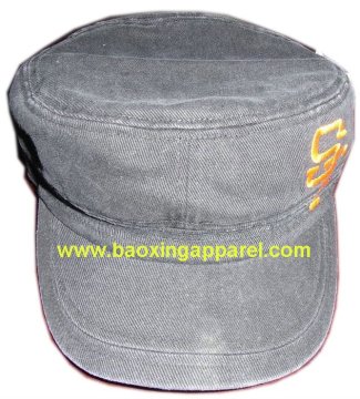 heavy cotton twill flat top military style cap hat