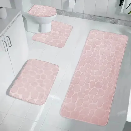 Benyi Carpet Bathmat 3d Design - 3 Pieces Bath Mats Set