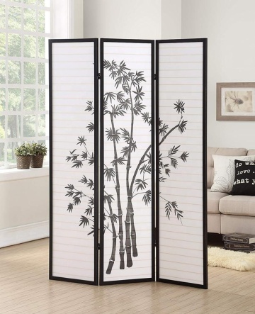 3 Panel Black Oriental Shoji Room Divider Screen