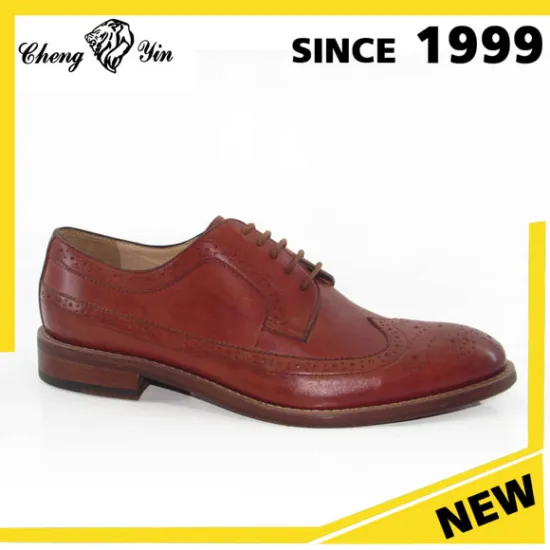 Classy Goodyear welt brown imported leather luxury brand designer winter dress shoes Men with waxed laces