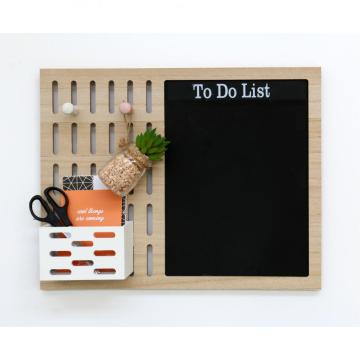 23793Wooden chalk board with storage/ organizer