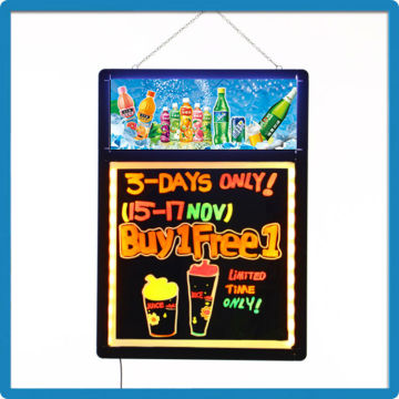 60*80cm tempered glass 90 kinds flashing modes remote control neon outdoor illuminated led advertising board manufacturer