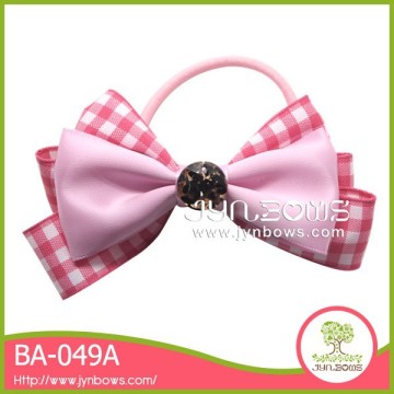 Pink plaid butterfly BA-049A bow hair bands