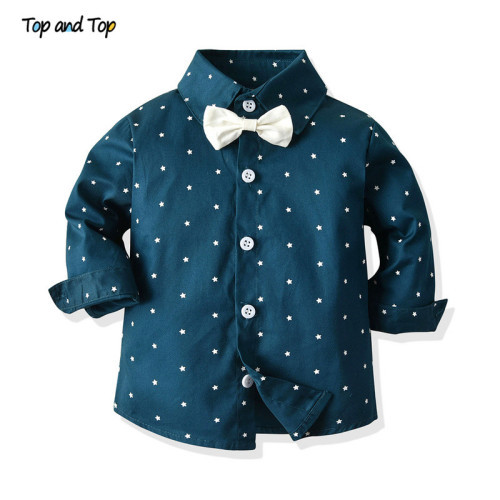 Top and Top Toddler Boy Clothing Sets Long Sleeve Stars Print Bowtie Shirt+Suspender Pants Casual Outfits Tuxedo Gentleman Suit