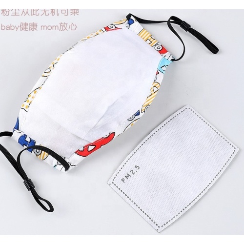 Cartoon Children Cotton mask Washable PM2.5 carbon filter