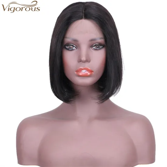 Vigorous Top Quality Short Bob Middle Part Lace Frontal Wigs 10 Inches Straight Black Human hair Wigs For Women Wholesale Price