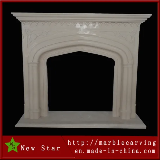 High Polish Glossy Marble Stone Fireplace Mantel