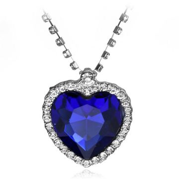 Hot Sale Titanic Heart of the Ocean Pendant Necklace with Blue and Red Crystals for Women
