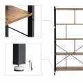 Popularna sypialnia na półki w stylu przemysłowym, biuro 5 poziomów stojąca półki metal z drewnem