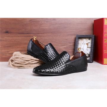 Chaussures pour hommes en cuir authentique tissu tissé