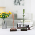 Handle Dark Green Conjoined Tall Glass Candlestick Holders