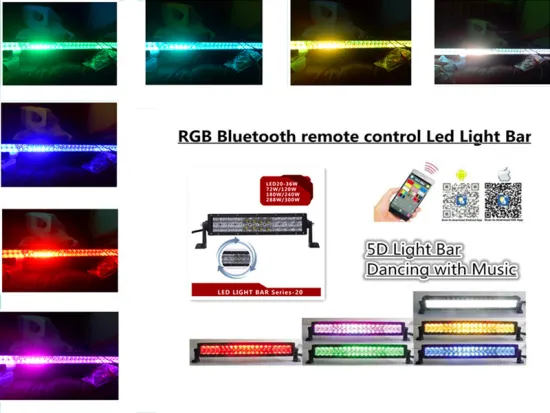Energy Saving 5D LED waterproof Multicolor RGB Light Bar with Bluetooth Remote control for Wrangler Atv Truck off road toyota