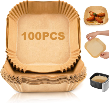 Non-Stick Air Fryer Liners and Paper Pack: 100pcs Square Disposables for Easy Cooking Cleanup
