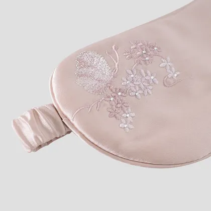 Embroidery custom Silk Eye Mask for home travel