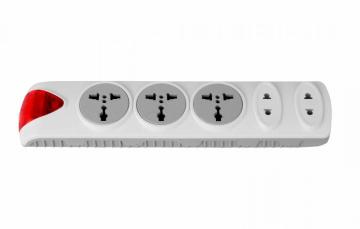 Three universal outlets plus double two pin outlets