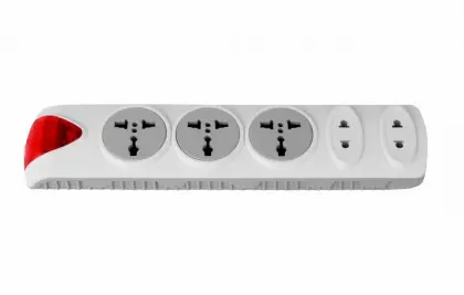 Three universal outlets plus double two pin outlets
