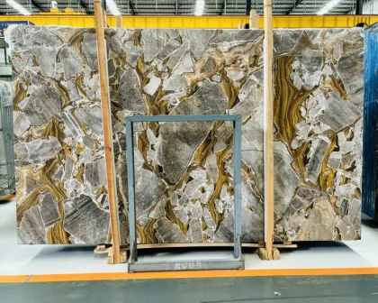 Customized Bugatti Gold Marble Fusion Stone Countertop and Floor Design