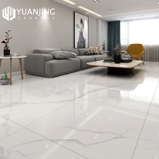 Grey Polished Marble Effect Porcelain Floor Tiles - 800x800mm, White Full-body Tiles, 80x80cm - Affordable European Room Flooring Solution