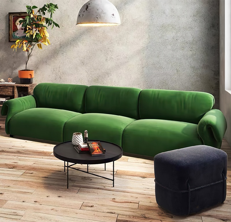 Dark Green Roll Arm Sofa