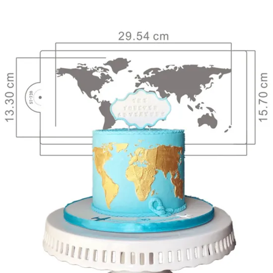 DIY Baking Accessories: Earth Map Cake Lace Mats & Spray Patterns for Decorating Stencils