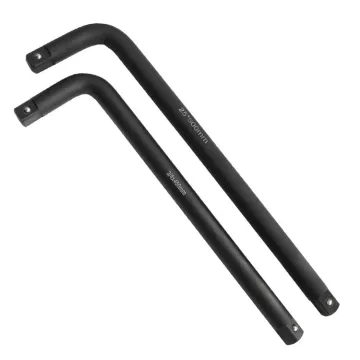 Title: "L Type Black Phosphate Pneumatic Spanner Wrench with 1\" and 3/4\" Curved Rod Extension Bar