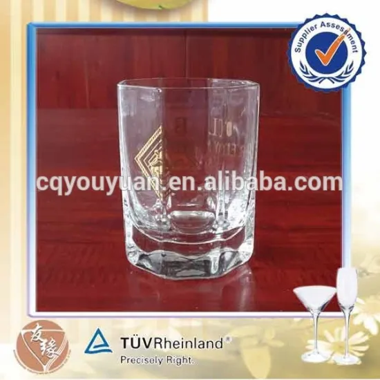 SGS certificate 280ml octagon shaped whisky drinking glasses
