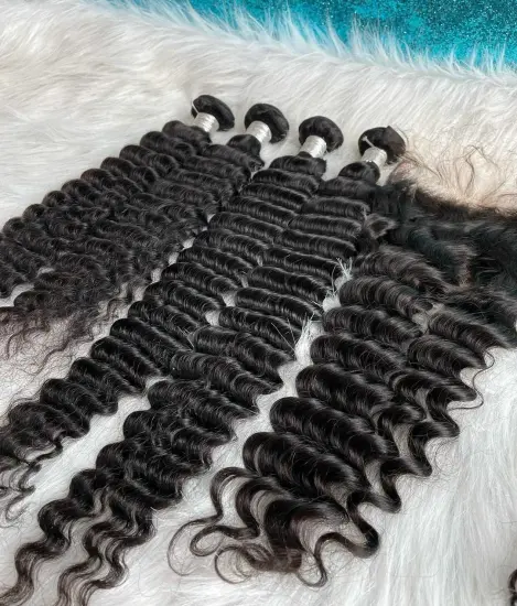 Indian Deep Curl Human Hair Bundles Unprocessed 10A Grade Double Drawn Virgin Hair Extensions Wholesale Weave Bundle Vendors
