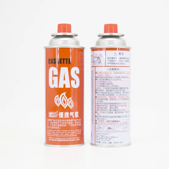 Empty butane gas aerosol tin can