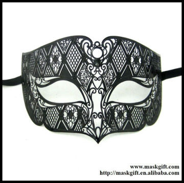 Perfect!!! Wholesale MD005 Laser Cut Venetian Masquerade Costume Man Metallic Masquerade Party Mask With Clear Rhinestone