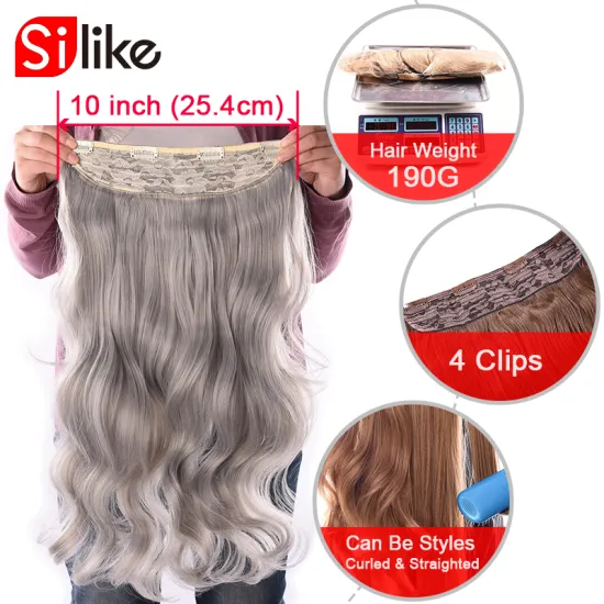 4 Clips One Piece 19 Colors Available 190g 24 Inches Stretched Body Wavy Clip In Synthetic Hair Extensions Heat Resistant Fiber