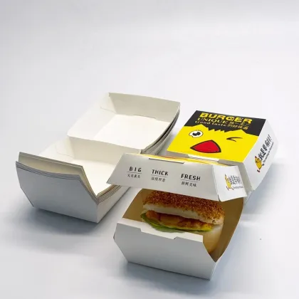 Takeout food White Cardboard Hamburger Box