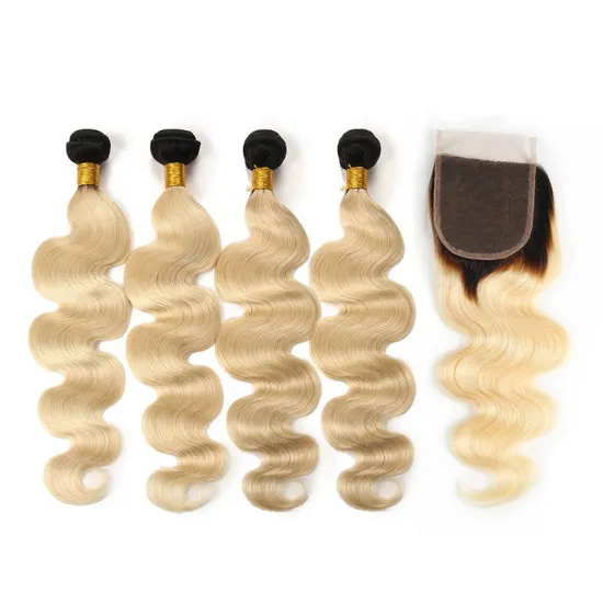 613 blonde body wave frontal light brown weave bundles with closure ombre hair extensions