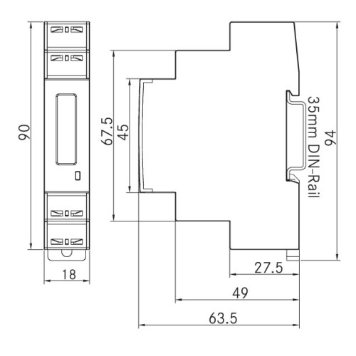 Din Rail Mini Modbus Modbus Medidor de Energia