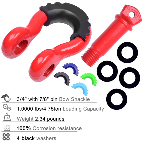 Amazon Good Sales Heavy Duty Forged 3/4 inch 4.75 Tons D Ring bow Shackle for Vehicle Recovery, Towing, Stump Removal