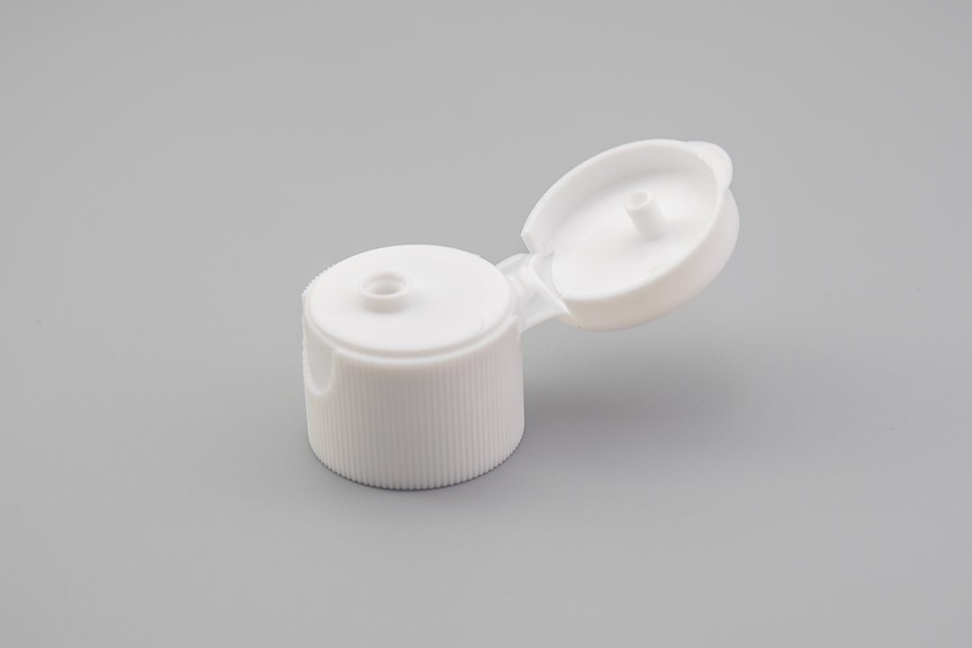18/410 White Ribbed Flip Top Cap