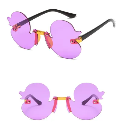 Rimless Duck Shape Sunglasses for Children: UV400 Protection, Party Decorative Sun Shades for Babies