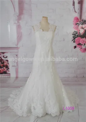 Sequins decorated sleeveless mermaid gown wedding dress