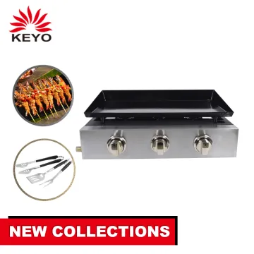 commercial indoor gas bbq flat top grill Tabletop 3 Burners Plancha Gas Grill