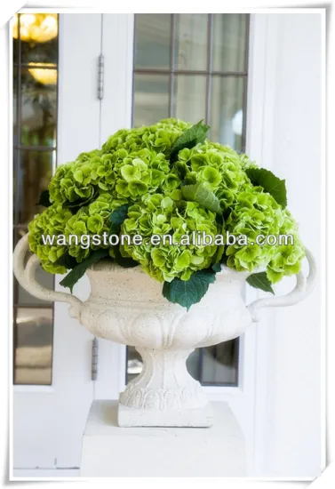 White stone garden flower planter