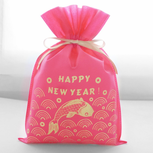 Pink Non-woven Golden Fish New Year Packaging Pouch