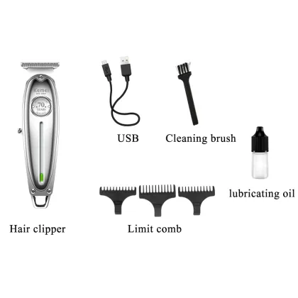 Kemei 1949 Professional Hair Clipper All Metal Men Electric Cordless Hair Trimmer 0mm Baldheaded T Blade Finish Haircut Machine