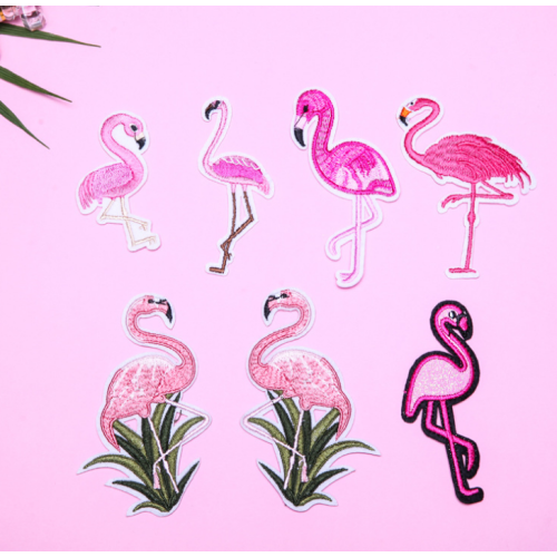 Feature Flamingos fåglar DIY anpassade broderipatcher