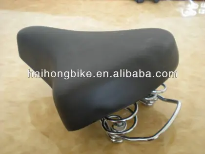 Comfortable safe gray leather adult bike seats with bicycle parts