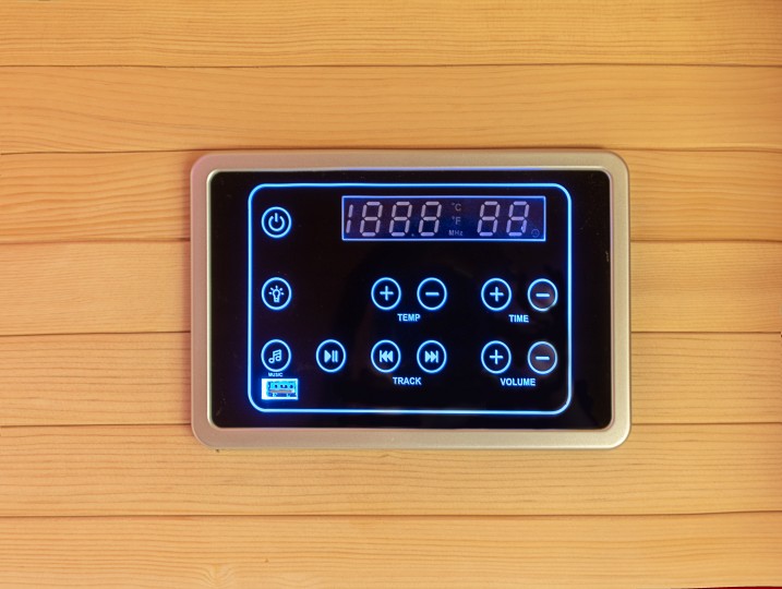 Wood infrared sauna without handrails