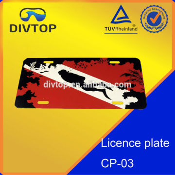 Scuba diving accessory aluminium car licence plate